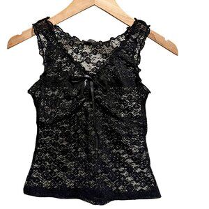 John Galt Malena black lace top
